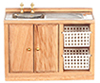 Dollhouse Miniature Kitchen Sink, Oak