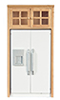 Dollhouse Miniature White Refrigerator with Oak Cabinet