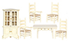 Dollhouse Miniature Dining Room Set, Cream, 6pc