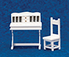 Dollhouse Miniature Desk & Chair Set, 2 pc, White