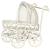 Dollhouse Miniature Baby Pram, White