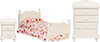 Dollhouse Miniature Single Bed Set, 3 pc, White