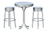 Tall Table with 2 Stools, Silver