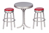 Tall Table with 2 Red Stools
