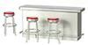 1950's Counter, 3-Stools, red