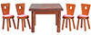 Square Table with 4 Chairs, Walnut