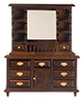 Dollhouse Miniature Dresser with Mirror, Walnut