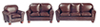 Dollhouse Miniature Brown Leather Lining Room, 3Pc