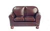 Dollhouse Miniature Loveseat, Brown Leather