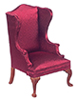 Wing Chair, Burgundy, Walnut