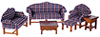 Dollhouse Miniature Dark Plaid Living Room Set, 6 pc