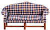 Dollhouse Miniature Dark Plaid Sofa, Walnut
