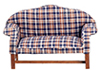 Dollhouse Miniature Dark Plaid Settee, Walnut