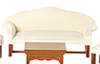 Dollhouse Miniature White Sofa, Walnut