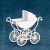 Dollhouse Miniature Metal Baby Carriage, White