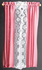 Dollhouse Miniature Curtain, Pink Taffeta/ Ecru Lace