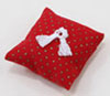 Dollhouse miniature PILLOW, RED WITH GOLD DOTS
