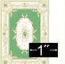 Dollhouse Miniature Rug: Aubusson Green, 1/4" Scale