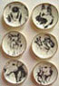 Dollhouse Miniature 6 Black/White Dog Plates