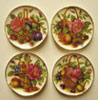Dollhouse Miniature Flower and Fruit Platters, 4pc