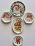 Dollhouse Miniature 5 Assorted Santa Plates
