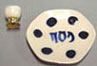 Dollhouse Miniature Ceramic Seder Plate & Goblet