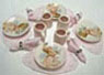 Dollhouse Miniature 4 Dinner Plates, Mugs, Placemats, Napkins