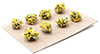 Dollhouse miniature BORDER PLANTS (8), YELLOW 1/2