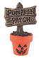 Dollhouse Miniature Halloween Flower Pot W/Pumpkin Patch Sig