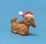 Dollhouse Miniature Dog In Santa's Hat, 5/8" H