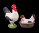 Dollhouse Miniature Hen & Rooster Black/White