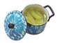 Dollhouse Miniature Corn On Cob in a Flow Blue Kettle