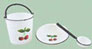 Dollhouse Miniature Pail/Dipper/Basin Cherries Painted