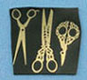 Dollhouse Miniature Brass Non-Working Scissor Assortment 1 Set