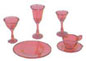 Dollhouse Miniature 4 Place Cranberry Dishes/Stemware Kit