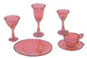 Dollhouse Miniature 4 Place Ruby Dishes/Stemware Kit