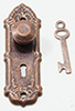 Dollhouse Miniature Opryland Door Handle Set with Key, Oiled Bronze 2 Pk