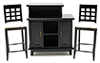 Dollhouse Miniature Black Bar with 2 Chairs