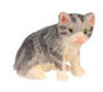 Dollhouse Miniature Sitting Kitten, Gray