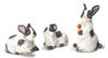 Dollhouse Miniature Rabbit, Set Of 3, Blue + White