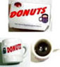 Dollhouse Miniature 1/2" Donut Box & Coffee Mug