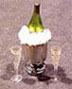 Dollhouse Miniature Champagne Bottle In Ice Bucket W/2 Filled Glasses