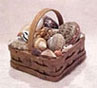 Dollhouse Miniature Shells In Square Basket W/Handle