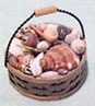 Dollhouse Miniature Shells In Large Round Basket W/Handle