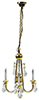 Dollhouse Miniature 3-Arm Brass, Crystal Chandelier