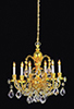 Dollhouse Miniature Brass 6-Arm Crystal Chandelier