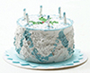 Dollhouse Miniature Blue Birthday Cake