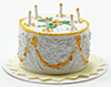 Dollhouse Miniature Yellow Birthday Cake