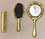 Dollhouse Miniature Mirror/Brush/Comb Set, Gold Color