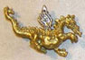 Dollhouse Miniature Statue, Dragon W/Wings, Gold/Silver Color